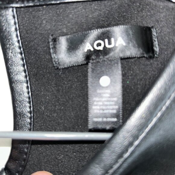 Aqua NEW NWT Black faux leather puff shirt sleeve shirt top L Hello Earl… - Picture 2 of 4